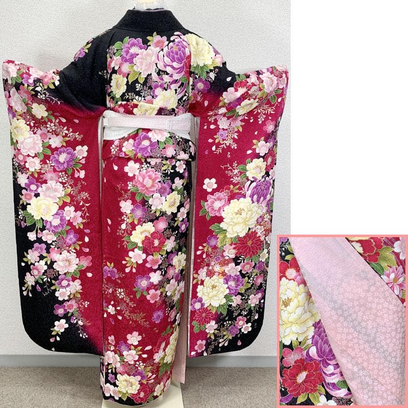 512z13☆振袖 身幅広め 銀通し 古典柄 ラメ刺繍☆美品 成人式 結婚式