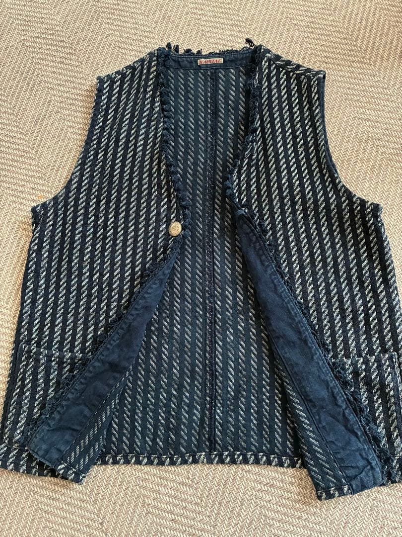 KAPITALのIDGリネン コンチョ フリンジ ストライプ ベスト