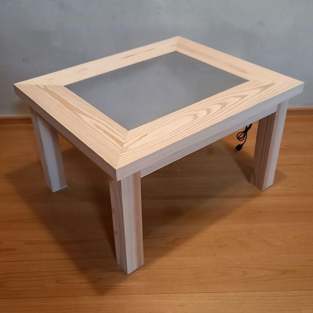 限定品　国産杉　無限ブラックホール　コーヒーテーブル　ホワイト　ローテーブル