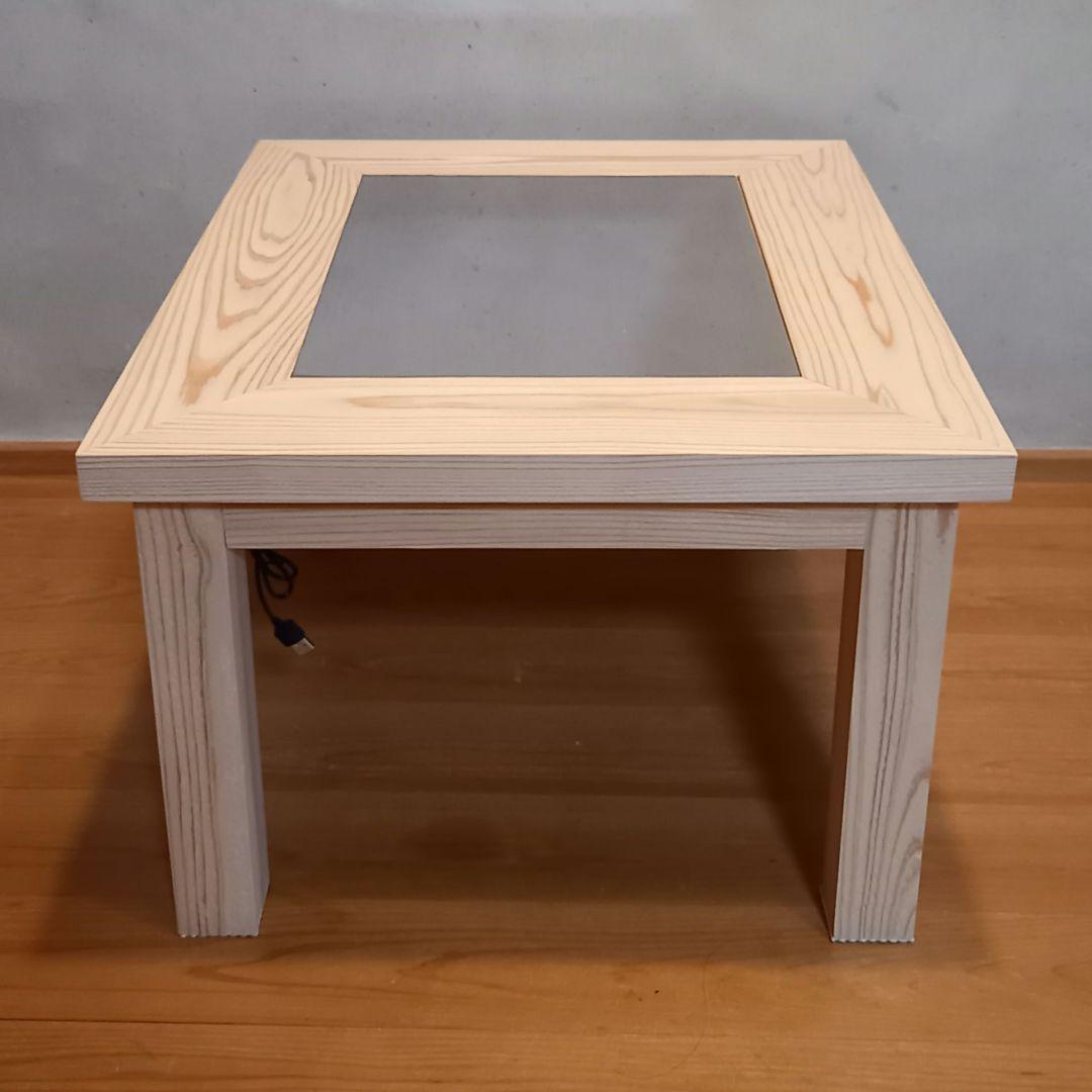 限定品　国産杉　無限ブラックホール　コーヒーテーブル　ホワイト　ローテーブル