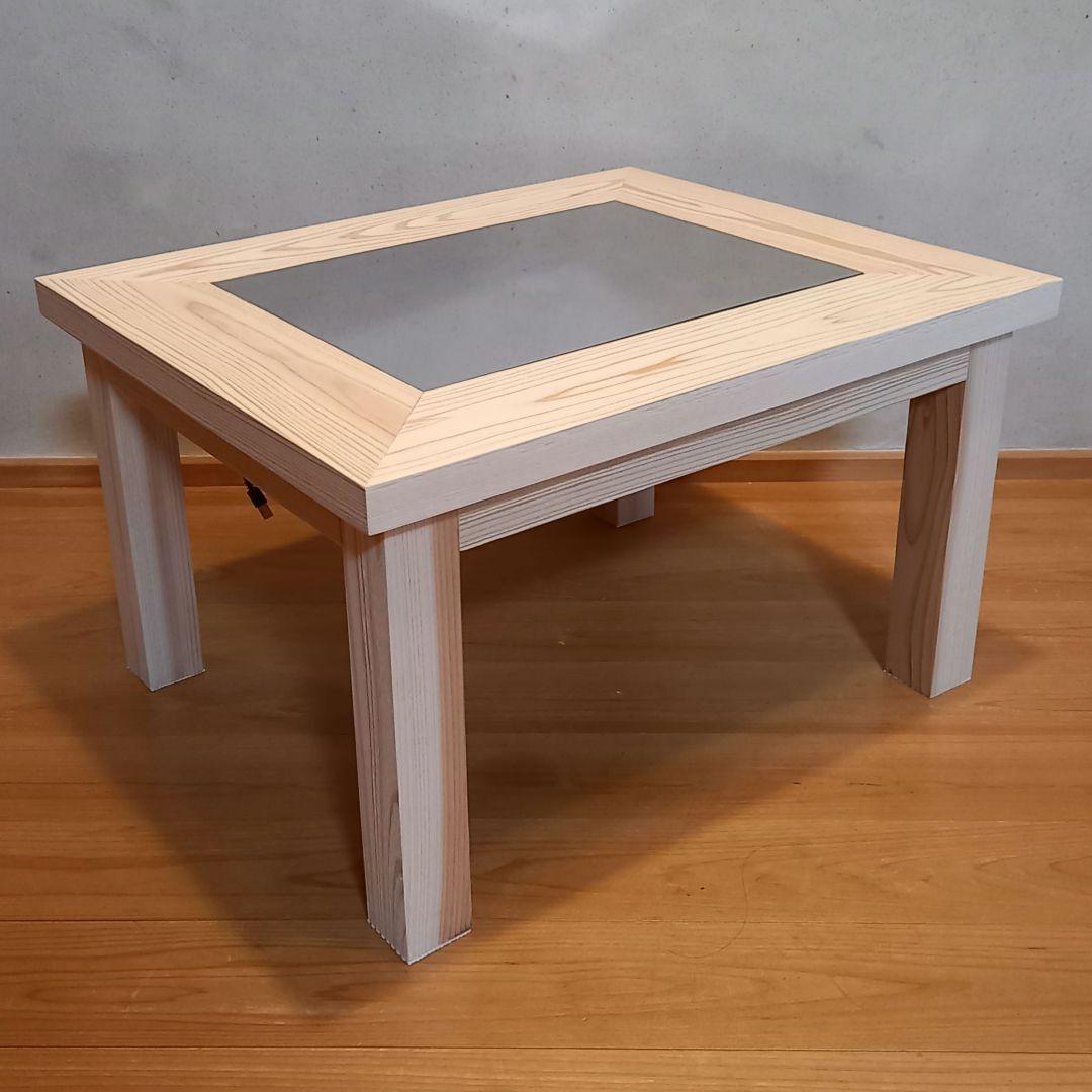 限定品　国産杉　無限ブラックホール　コーヒーテーブル　ホワイト　ローテーブル