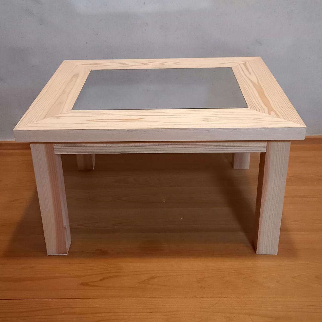 限定品　国産杉　無限ブラックホール　コーヒーテーブル　ホワイト　ローテーブル