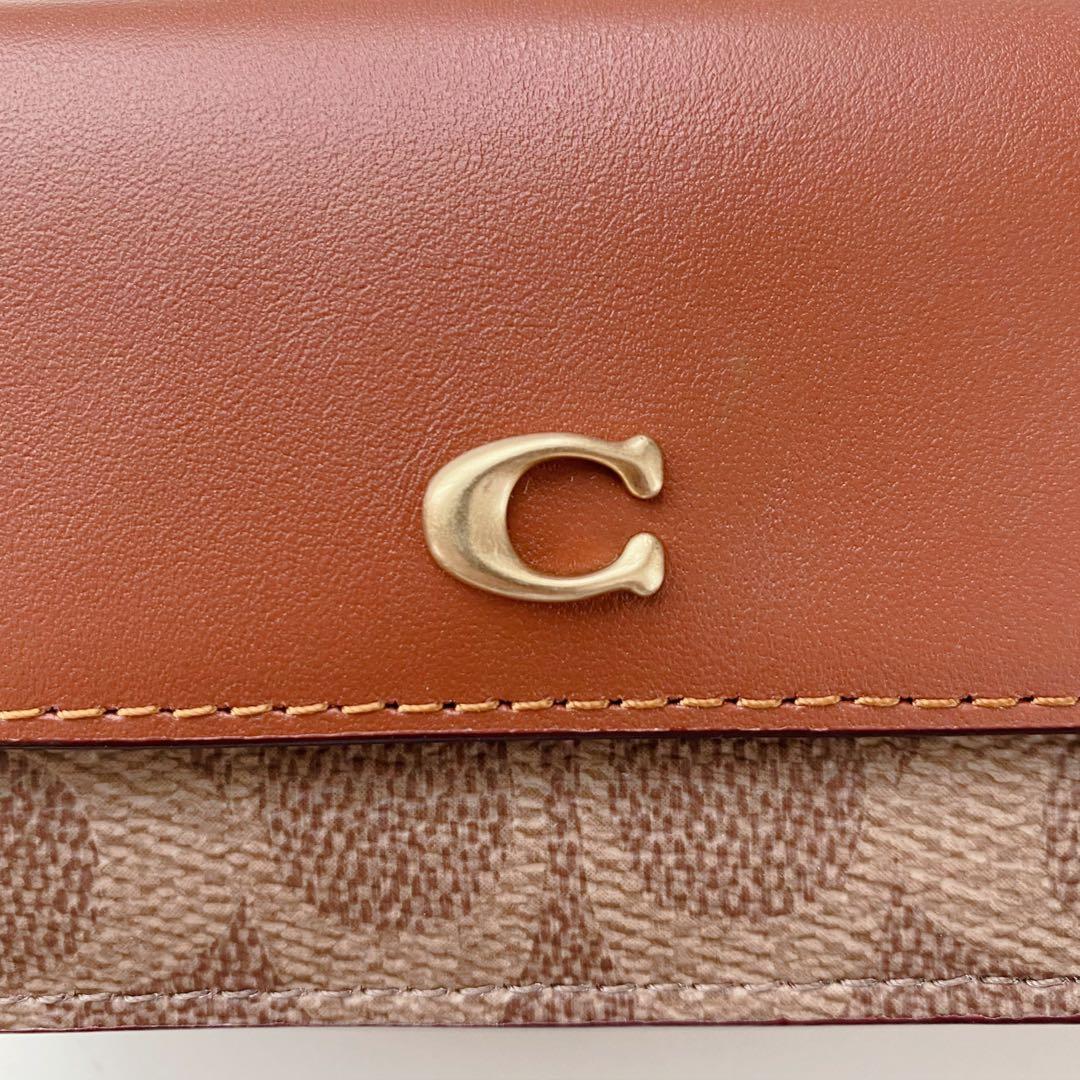 【新品未使用】COACHコーチ★財布★ミニトライフォールドウォレット★キャメル