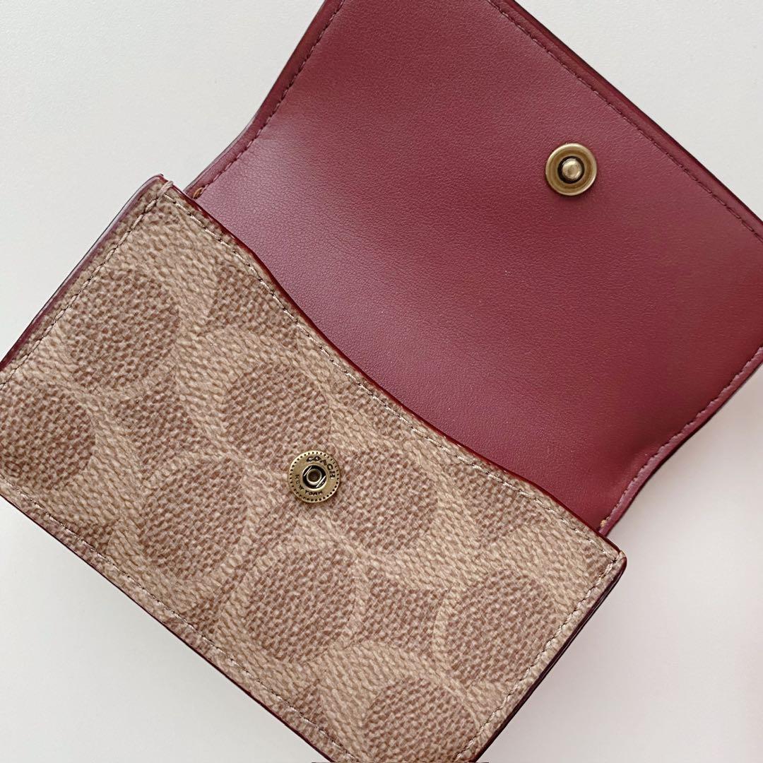 【新品未使用】COACHコーチ★財布★ミニトライフォールドウォレット★キャメル