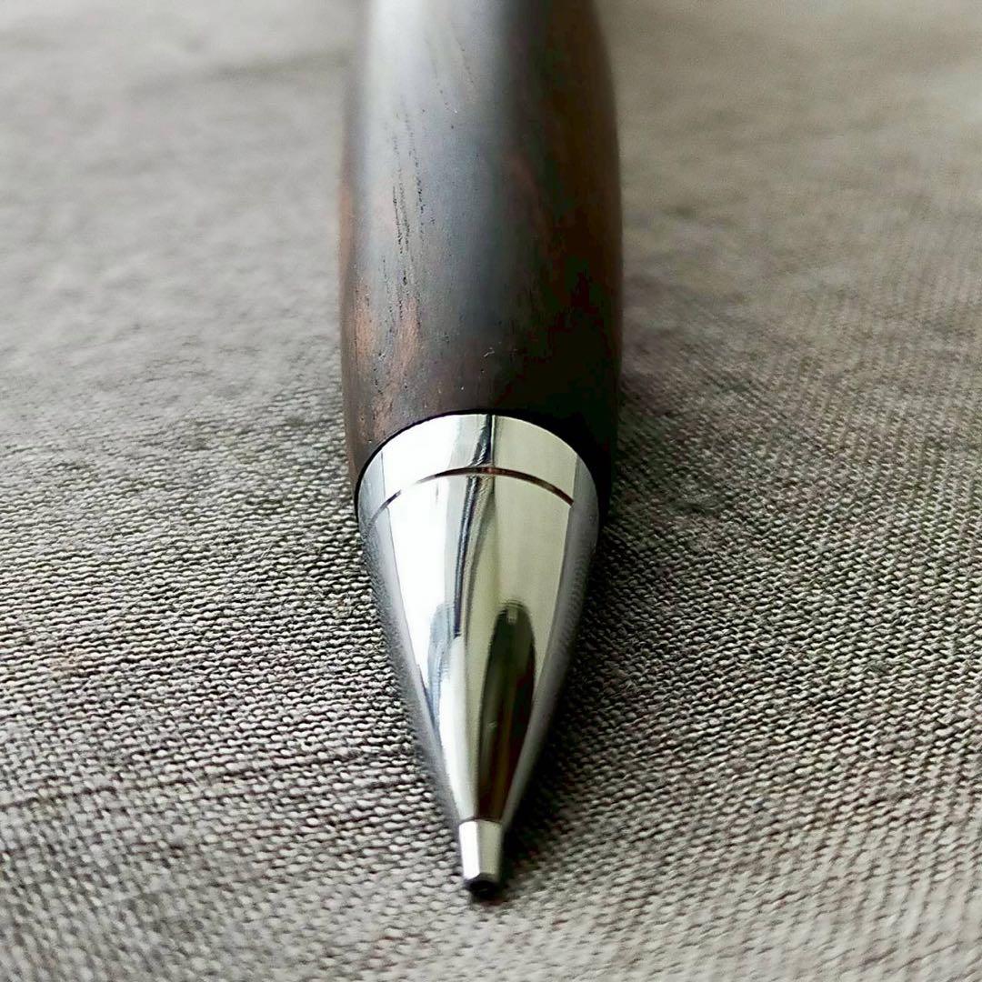 青黒檀　孔雀杢　ハンドメイド　木軸シャープペン　0.5mm　天然木　シルバー