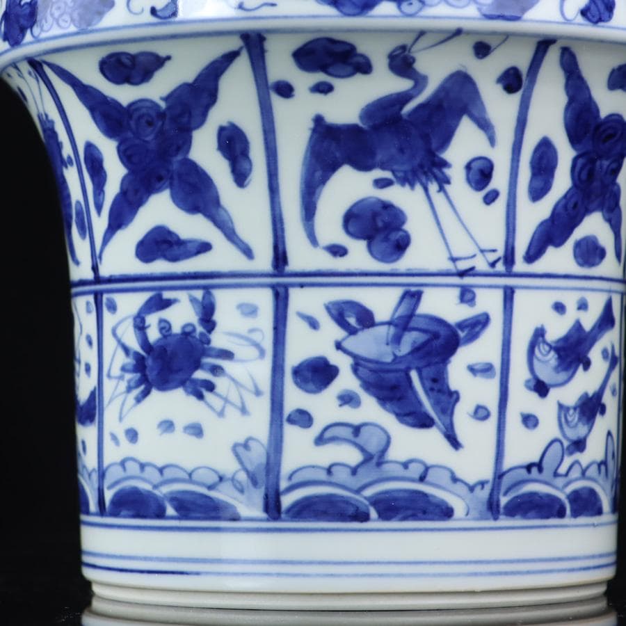 Y2842-2 茶道具 平安 高野昭阿弥 染付 水指 共箱　#5