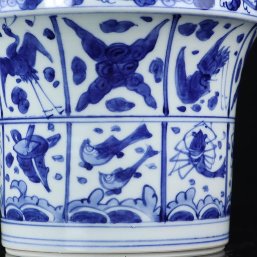 Y2842-2 茶道具 平安 高野昭阿弥 染付 水指 共箱　#5