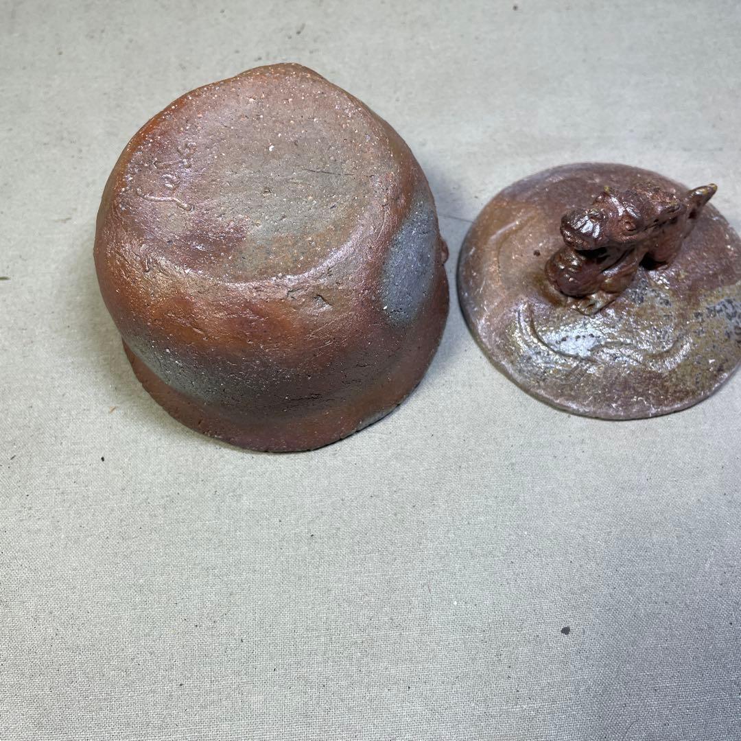 備前焼　備前手造り龍宝瓶　獅子宝瓶 在銘 ２点セット 煎茶器 急須 煎茶道具