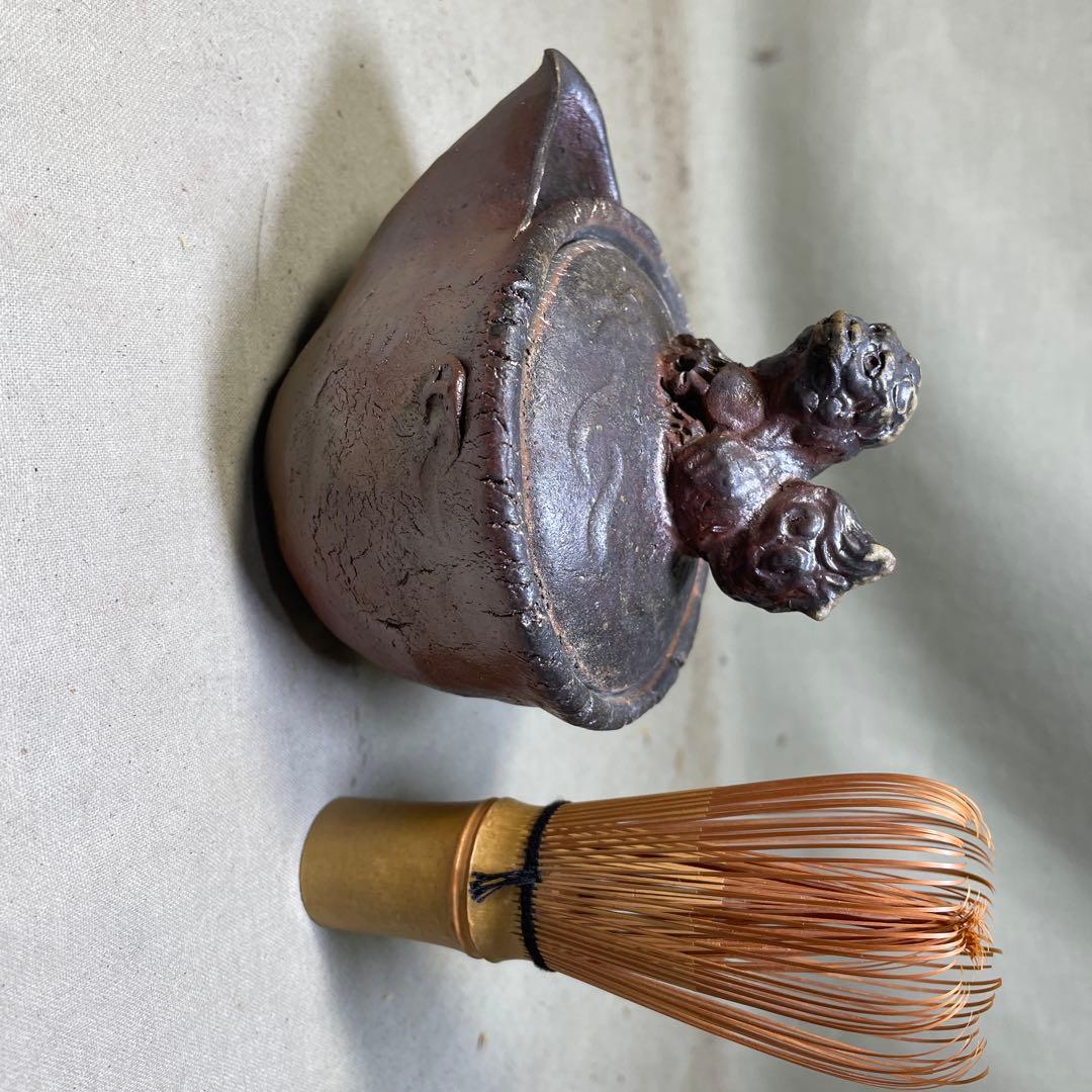 備前焼　備前手造り龍宝瓶　獅子宝瓶 在銘 ２点セット 煎茶器 急須 煎茶道具