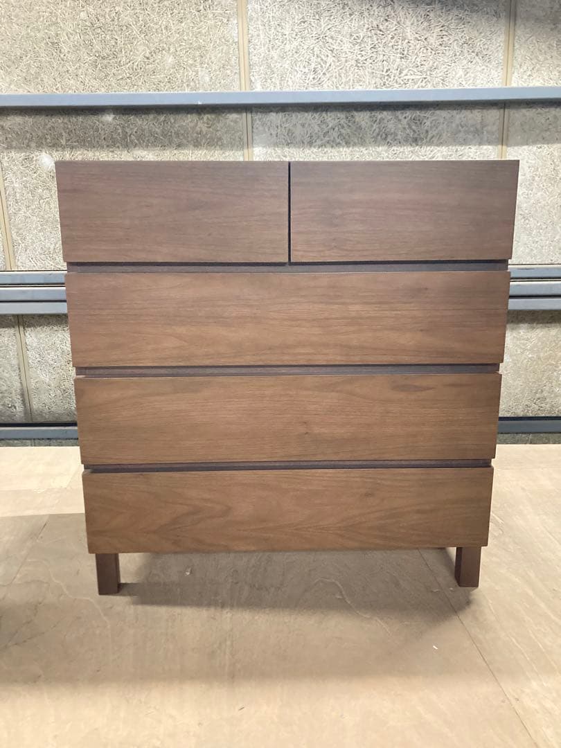 美品・廃盤希少★無印 木製チェスト4段・ワイド・ウォールナット材