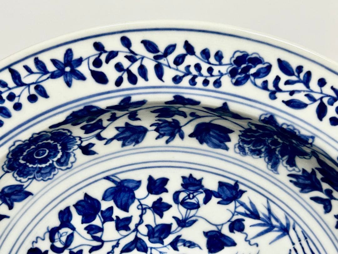 倣元青花麒麟文皿 景徳鎮 謝本貴 名人作品 中国磁器 青華 青花