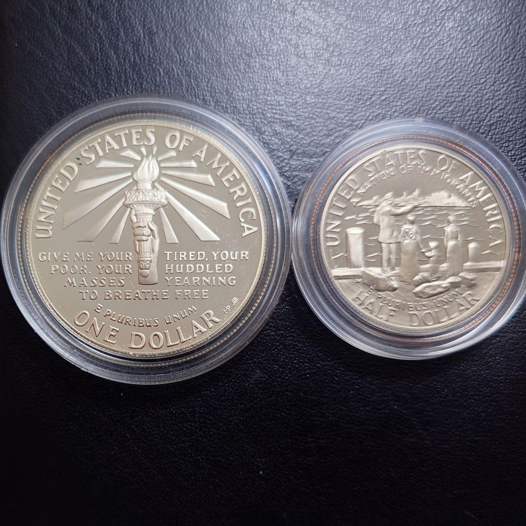 1986年 アメリカ銀貨 1ドル リバティ自由の女神記念銀貨SV900+白銅貨