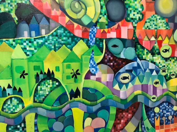 街 生き物 油彩 F50号 usafilm