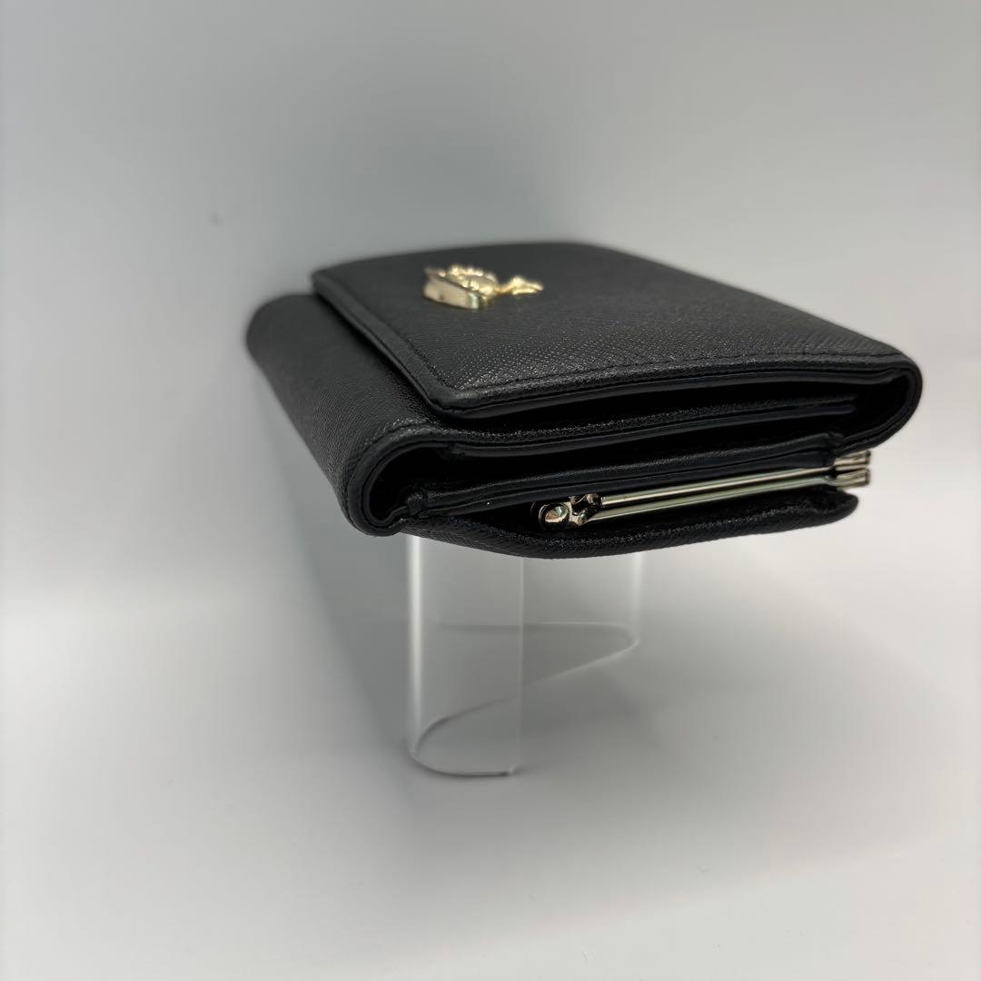 vivienne westwood 三つ折り財布　ブラック　がま口　ゴールド