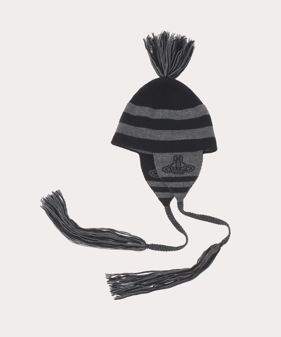 VivienneWestwood ORBフラップ付きワッチ ニット帽 ブラック