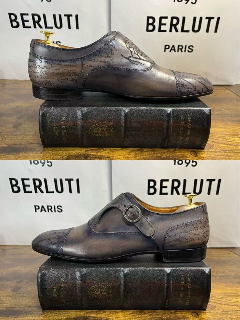 52万 極美品 Berluti シングルモンクストラップ レザー シューズ 10