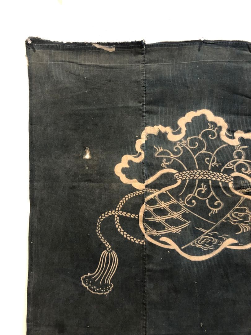 藍染三巾加賀のれん時代物木綿古布　ソ-126