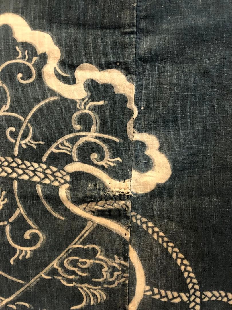 藍染三巾加賀のれん時代物木綿古布　ソ-126