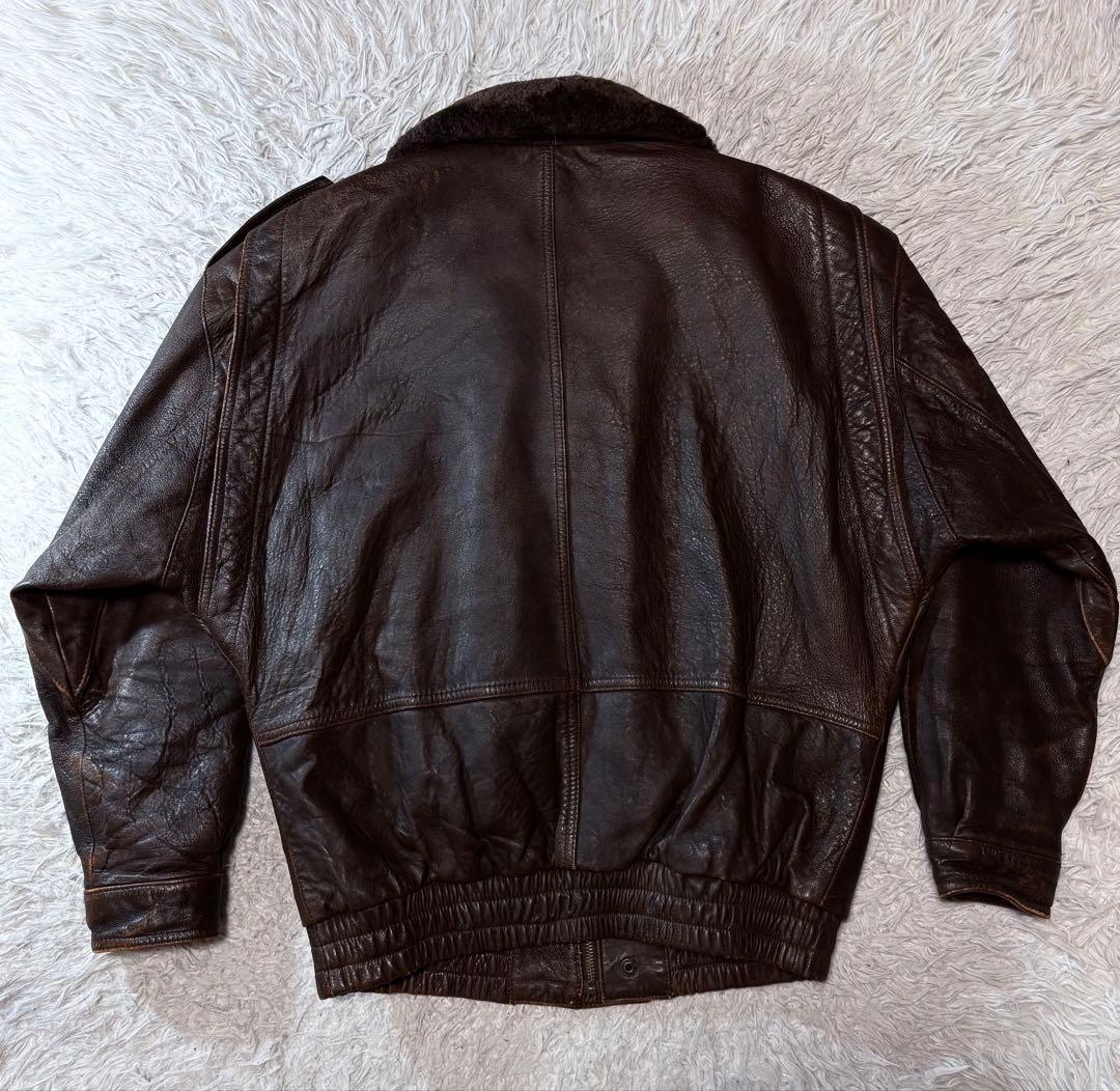 テイル ✨00s G1 レザーフライトジャケット ブラウン ボア襟 ライナ