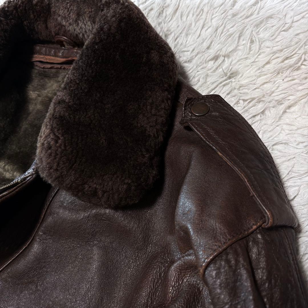テイル ✨00s G1 レザーフライトジャケット ブラウン ボア襟 ライナ