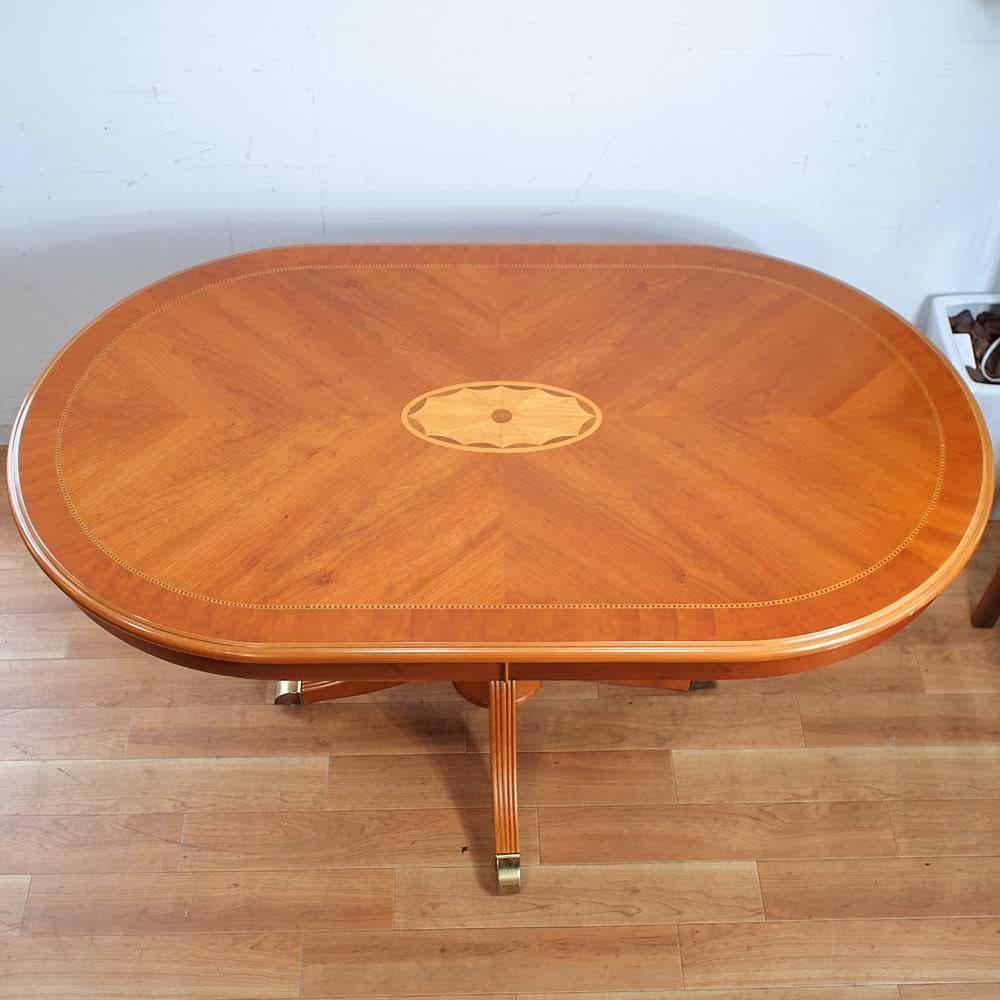 イタリアンクラシック 象嵌細工 ダイニングテーブル 楕円 クラシカル