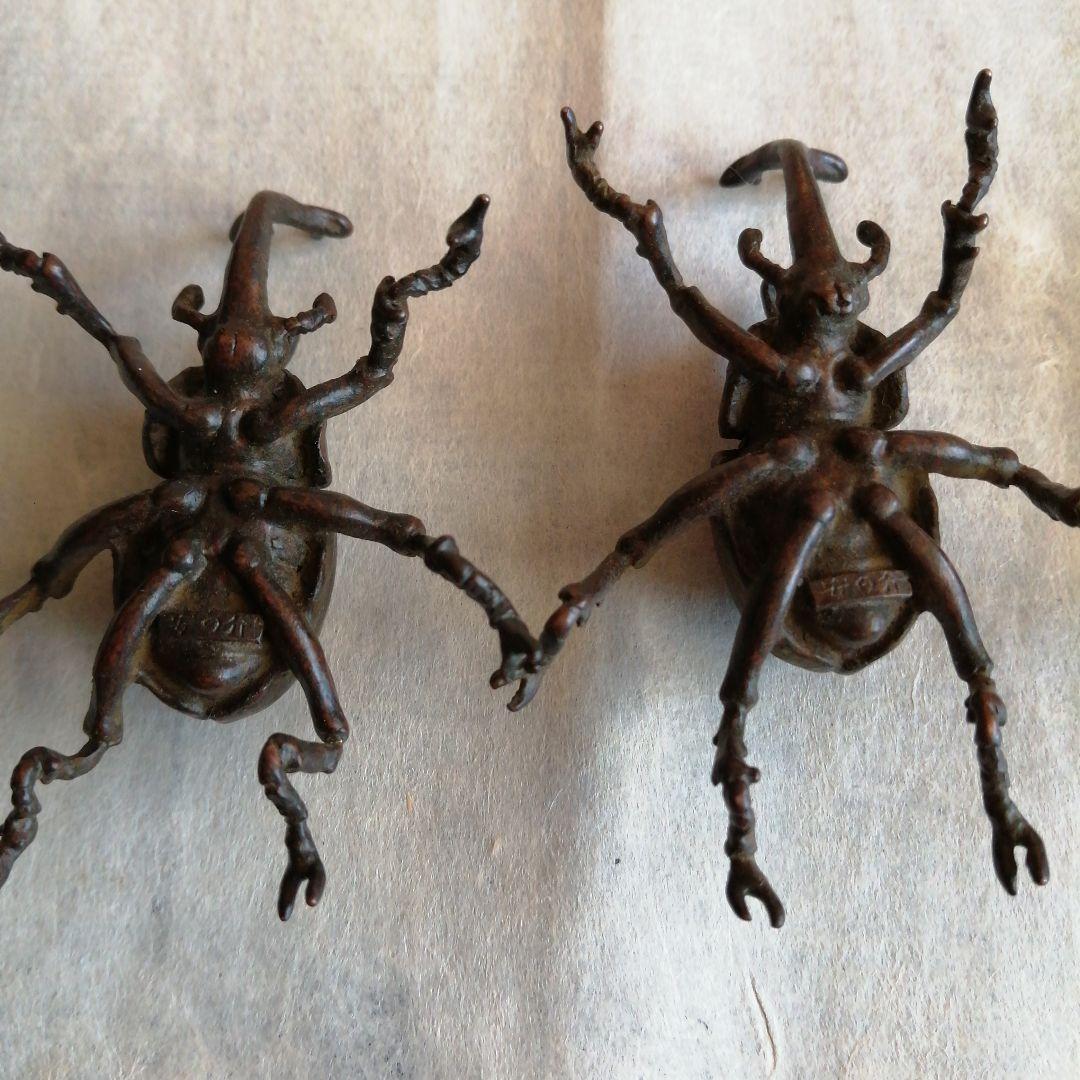 龍文堂安之介　銅製甲虫　3個　7cm