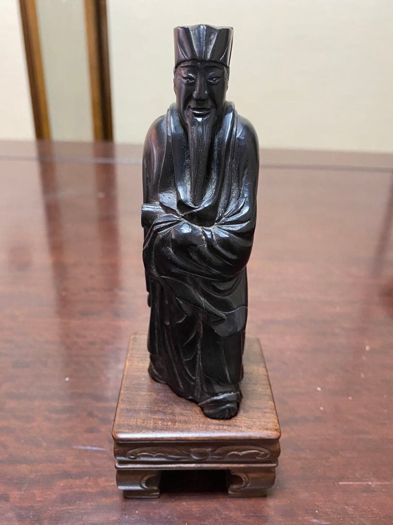 中国　木彫　紫檀　道教　文人