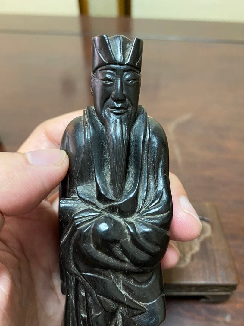 中国　木彫　紫檀　道教　文人