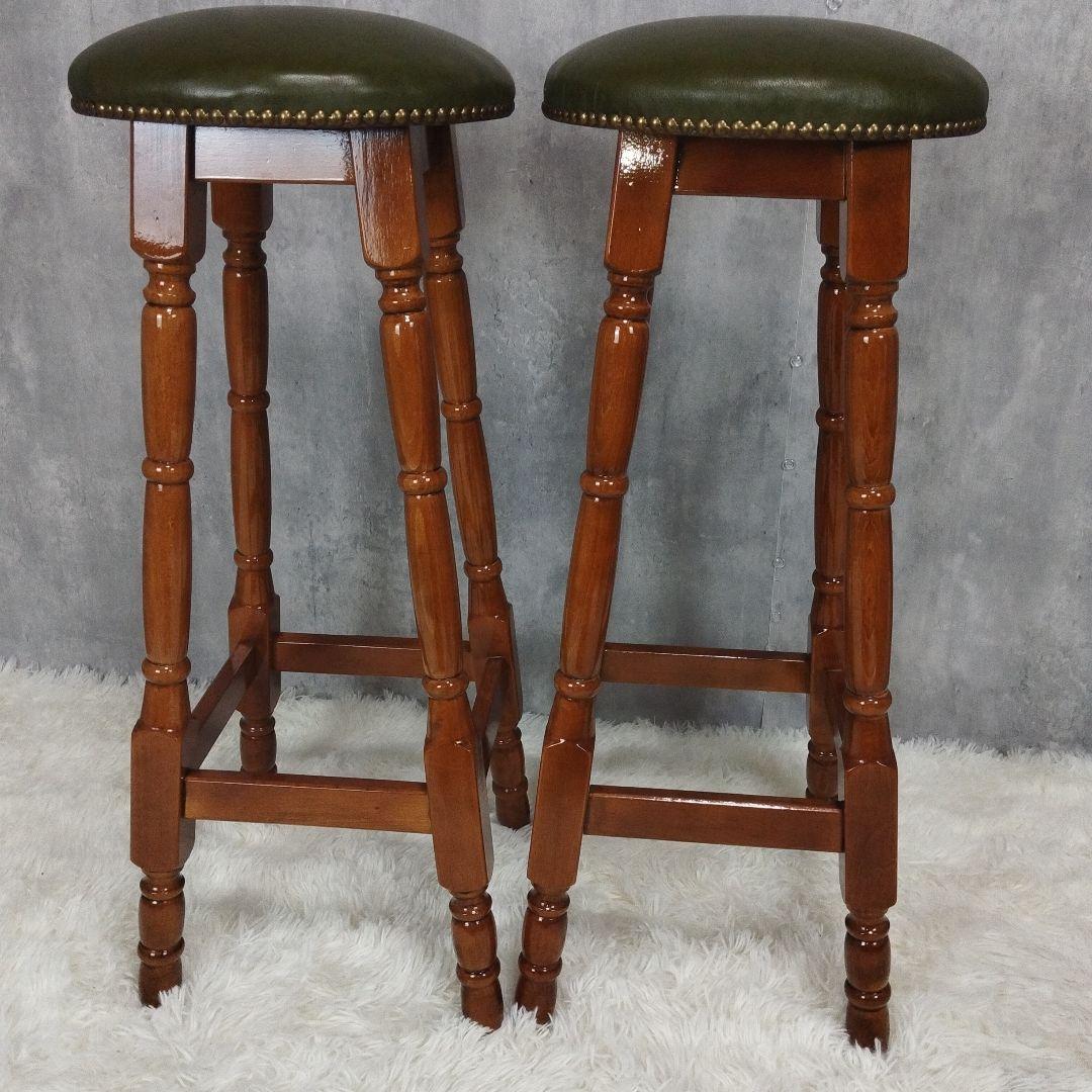 2個セット　カウンターチェア　バー　ハイチェア　アンティーク