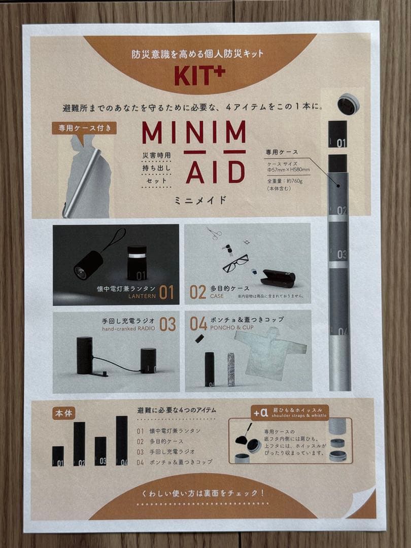 防災セットMINIM AID / SILVER 1.8m 杉田エース