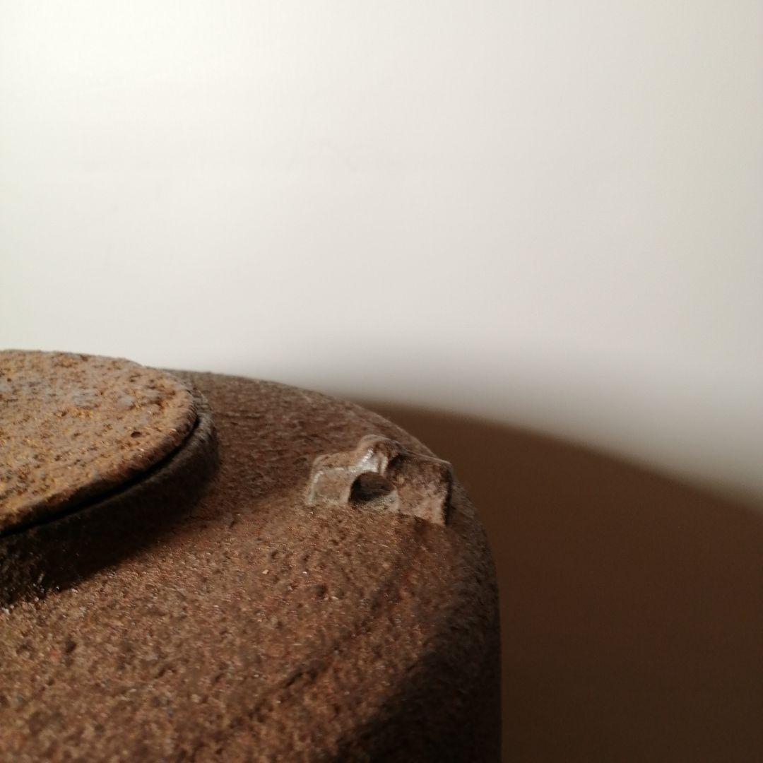 【茶道具】 唐銅鬼面風炉釜 　時代釜師　五郎右衛門作大西清右衛門作　釜266