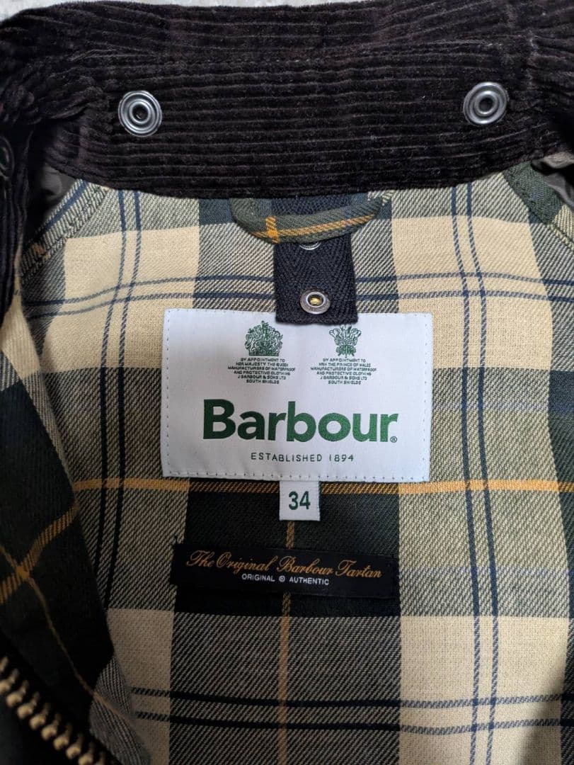 Barbour ビューフォート サイズ34 専用カバー付き