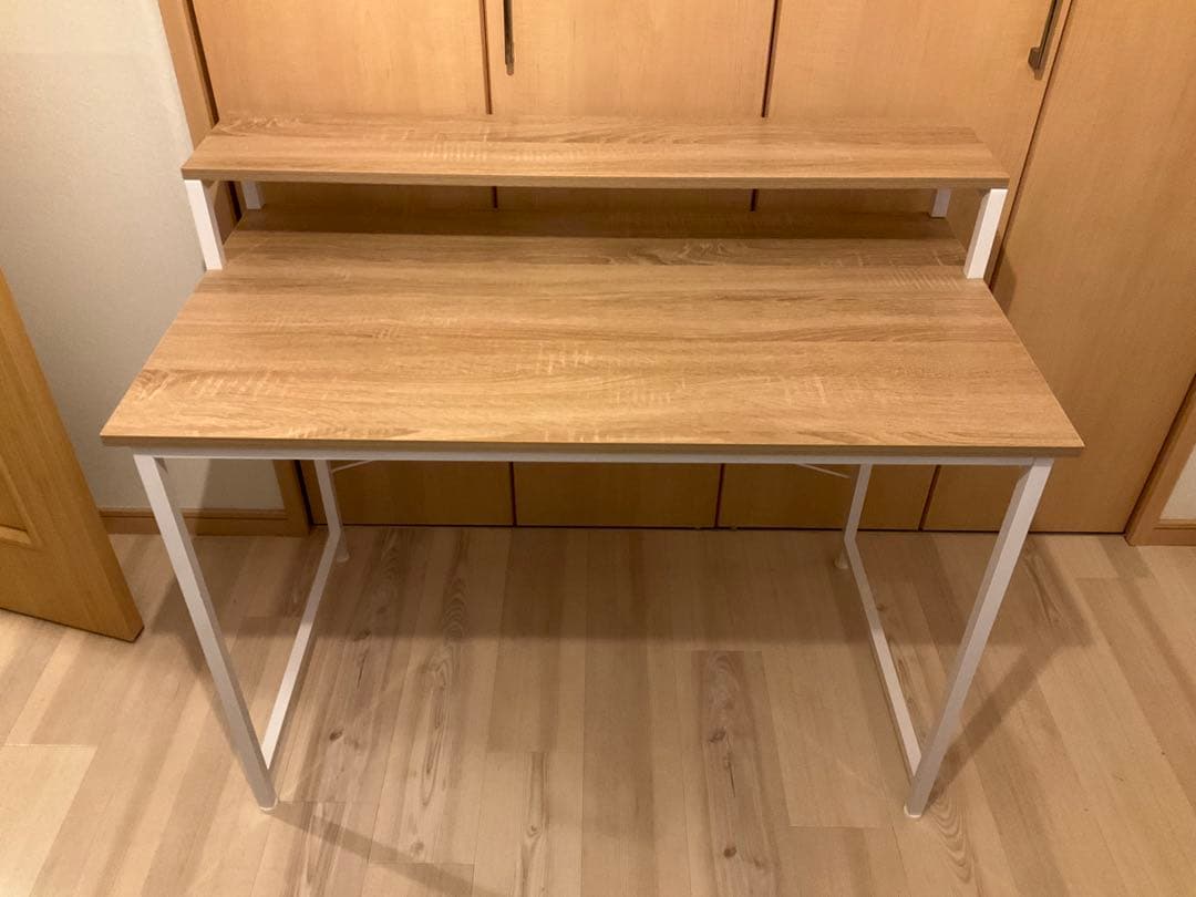 パソコンデスク ナチュラル/ホワイト 100cm