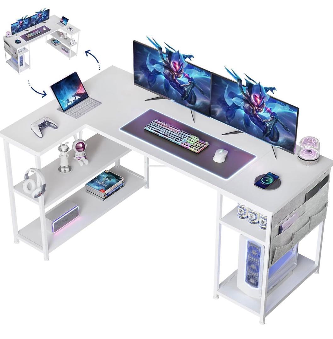 L字型ホワイトデスク 150cm