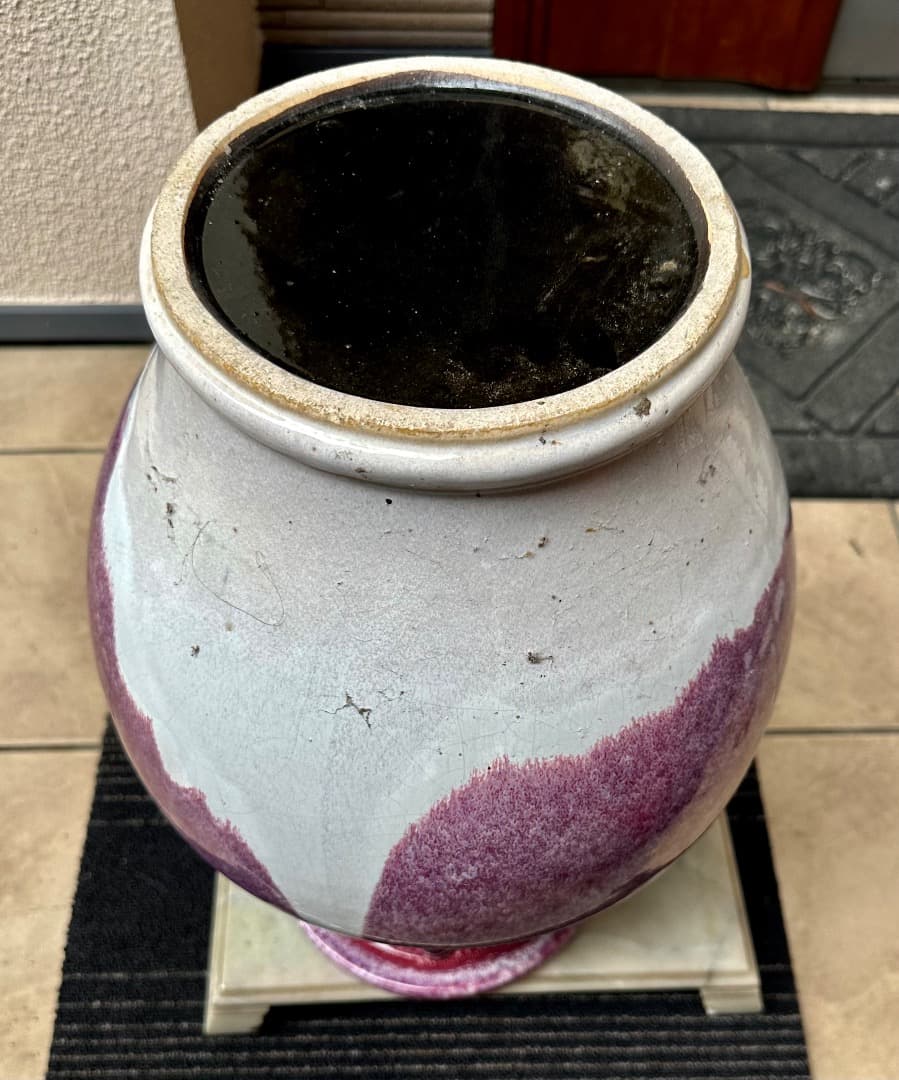 中国古董・ 色絵窯変釉 双耳大花瓶