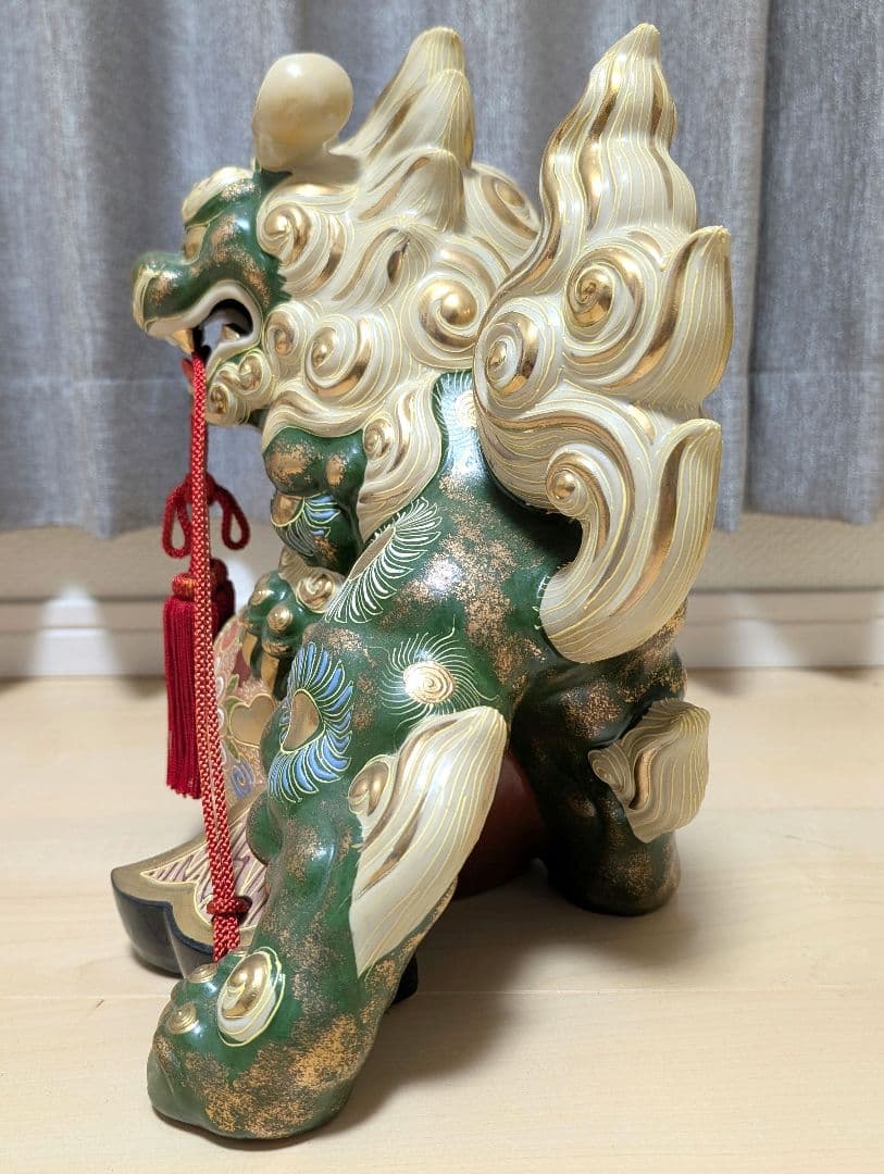 九谷焼 獅子 玉乗り 縁起物 置物 陶器 骨董品 時代物 アンティーク 古民家