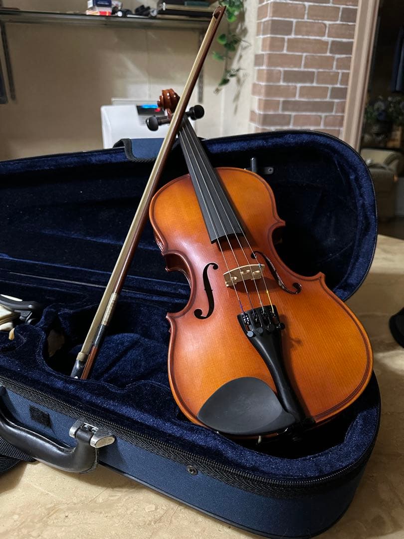 バイオリン 本体 木製 ブラウン ケース付き