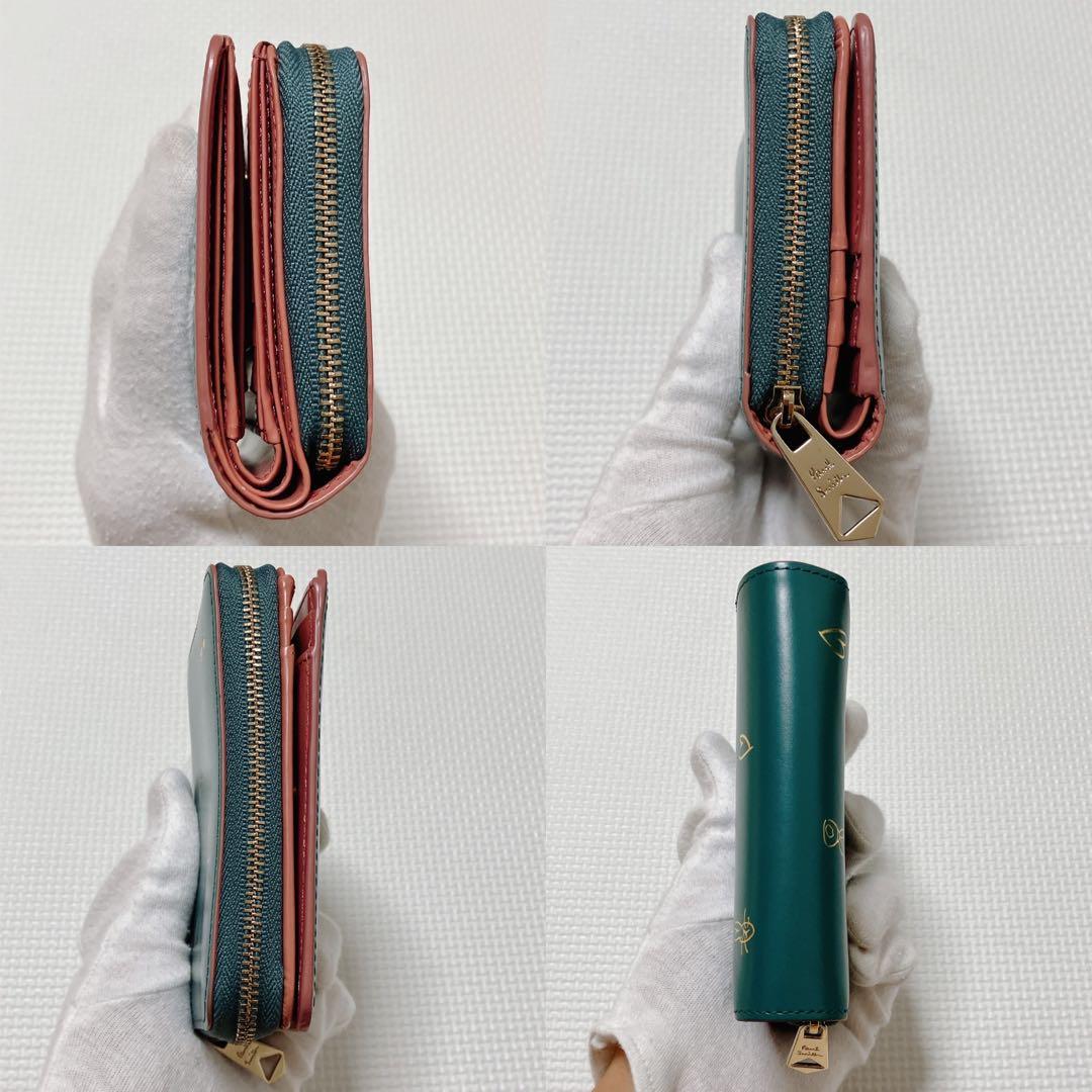 未使用PaulSmithミックスドゥードゥル レザー二つ折り財布　グリーン　緑