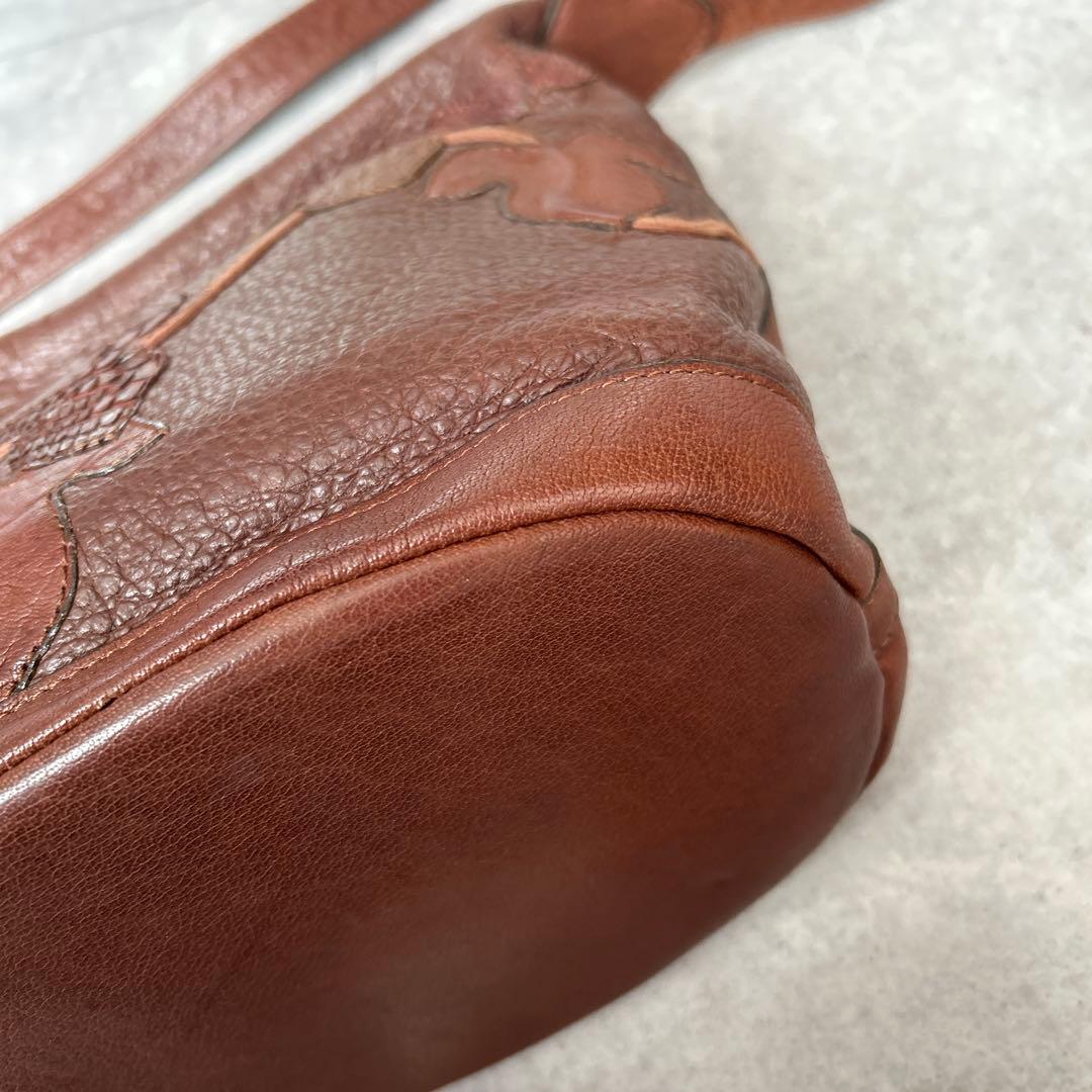 希少　IBIZA ペッカリー　パッチワーク　ショルダーバッグ　葉　本革