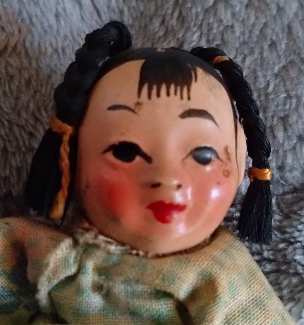 中国骨董　抱っこする姉妹のお人形　2点セット