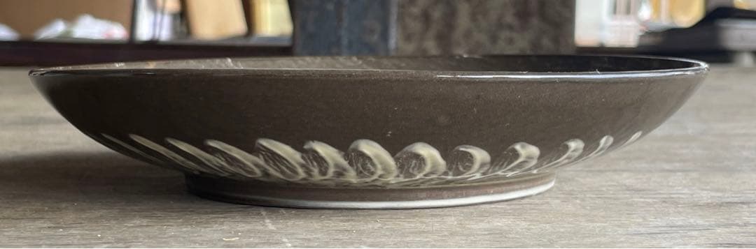 送料無料　十三代　横石臥牛　秀逸作　白鷺図　飾皿　現川焼　額皿　陶額