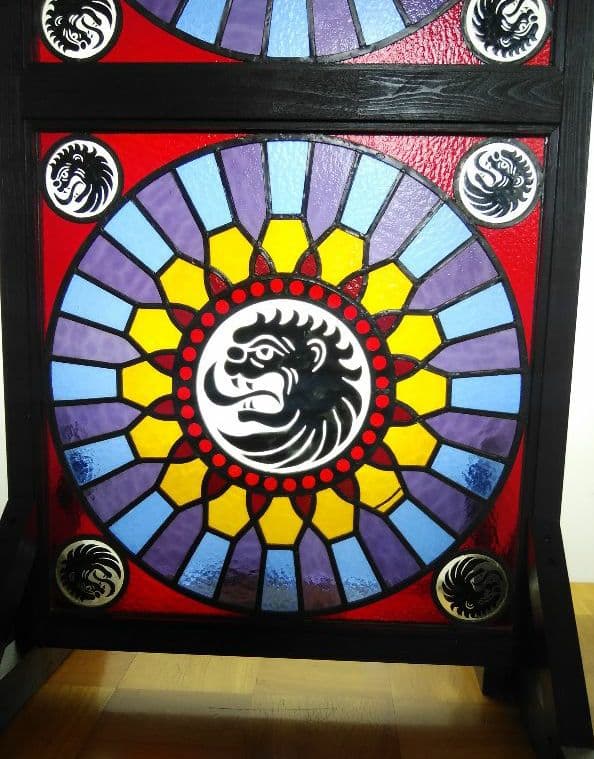 絵付け　ストーンヘンジ　ステンドグラスパネル　高さ約115cm幅約55cm