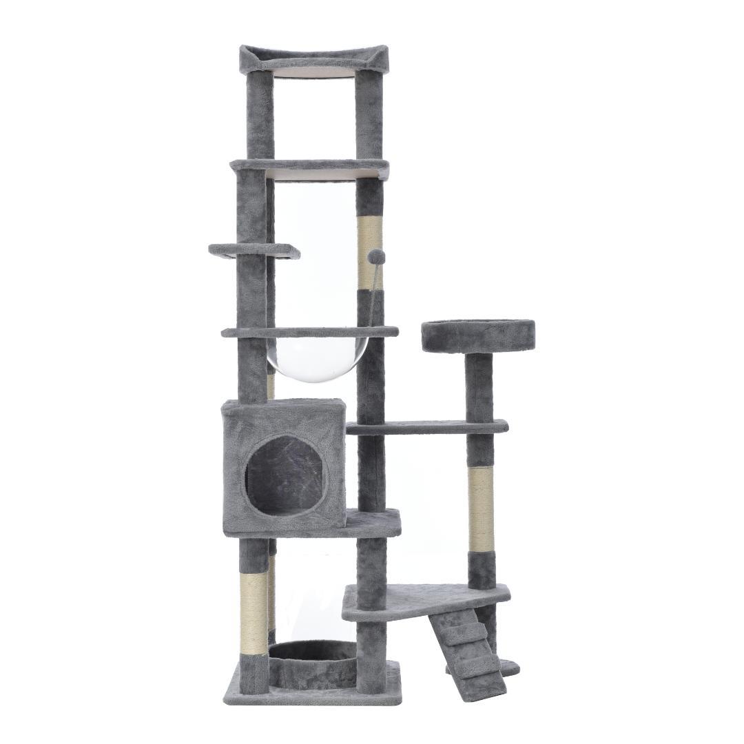 据え置き型 麻紐 爪とぎ 多頭飼い 宇宙船キャットタワー 据え置き型【ベージュ】
