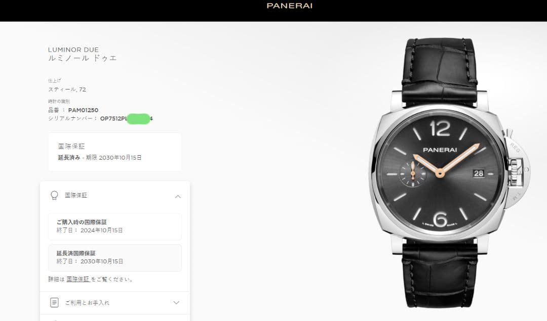 パネライルミノール デゥエ PAM01250 スモールセコンド デイト 自動巻き