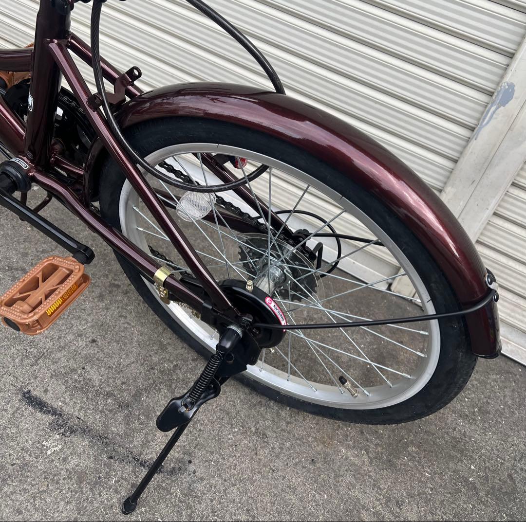 20インチ折りたたみ自転車 シマノ ブラウン 折り畳み 自転車