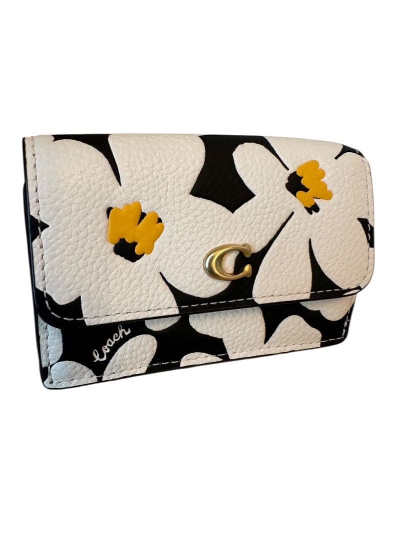 『極美品』COACH フラワープリント 三つ折りミニ財布