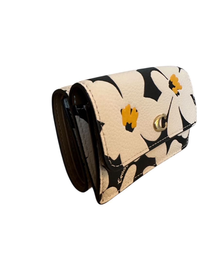 『極美品』COACH フラワープリント 三つ折りミニ財布