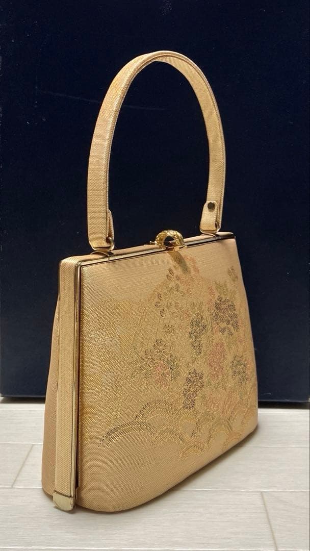 《美品》東京芝山　佐賀錦　草履バッグセット　ゴールド