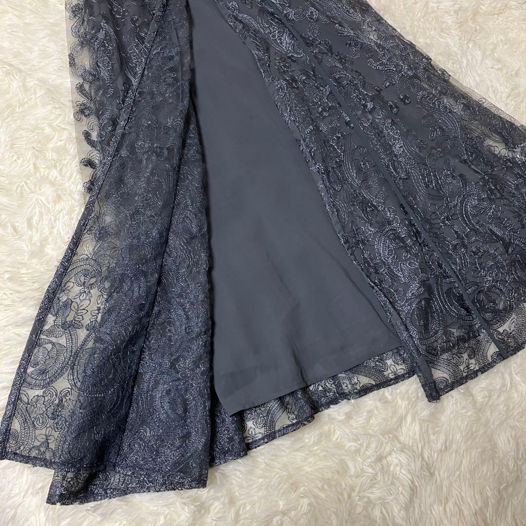 niana 刺繍 レース ロング カーデ キャミワンピ セットドレス 結婚式 M