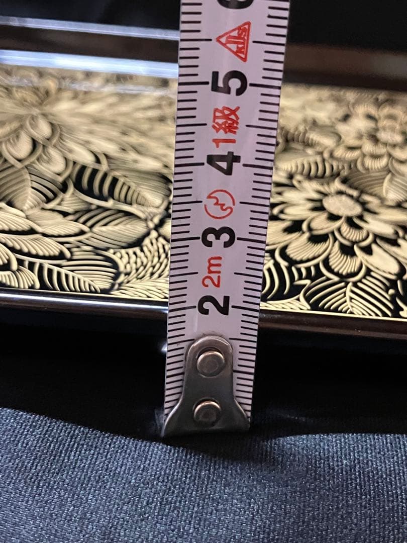 輪島塗　着本堅地　 菊彫り　木製　トレイ　未使用　B2167